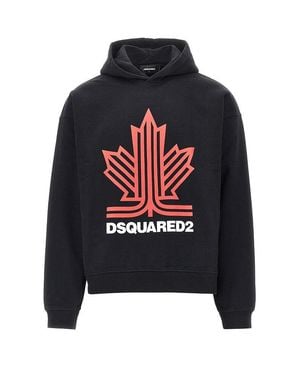 DSquared² Felpa Con Cappuccio 'Ski Leaf' - Black