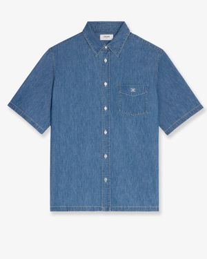 Celine Cotton Shirt With Triomphe Detail - Blue