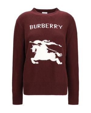 Burberry Cashmere And Wool Jumper With Knight Motif - Brown