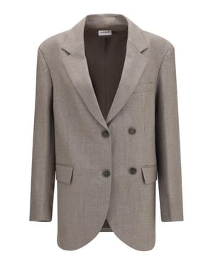 P.A.R.O.S.H. Virgin Wool Double-Breasted Blazer - Grey