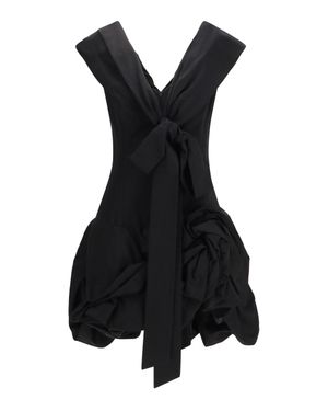 Magda Butrym Midi Dress With Draped Shawl Collar - Black