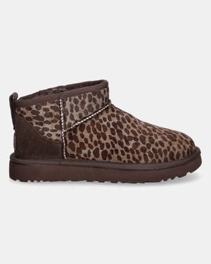 UGG "Ultra Classic Mini Caspian" Ankle Boots - Brown