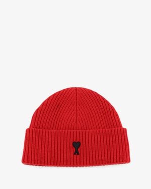 Ami Paris Wool Beanie Hat - Red