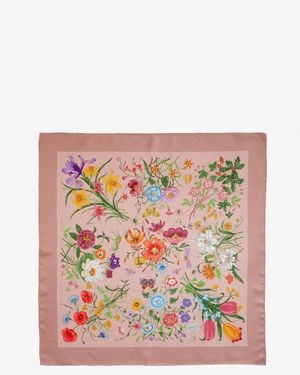 Gucci Flora Silk Foulard - White