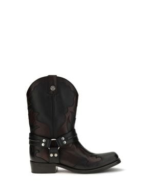 Versace Sylvester Western Boots/Bordeaux - Black