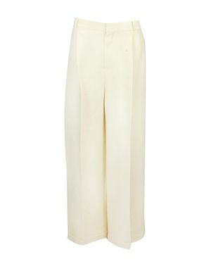 Dior Wide Fit Wool-Silk Pants - Natural