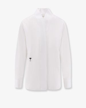 Dior Cotton Shirt Wih Iconic Embroidery - White