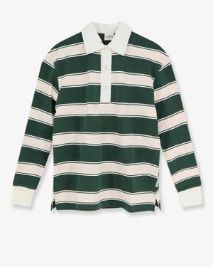 Closed Striped Cotton Rugby Polo Shirt - Green