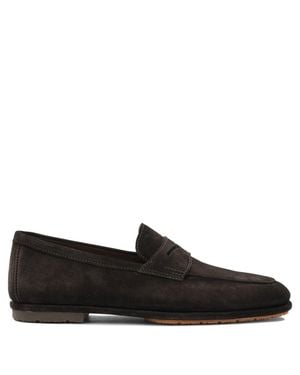 Santoni Calf Leather Loafers - Black