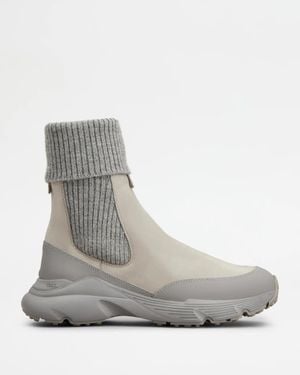 Tod's Nabuck Leather Chelsea Ankle Boots - Grey