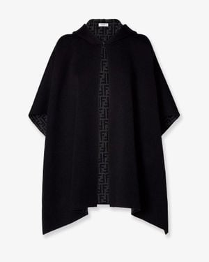 Fendi Ff Zucca Cashmere Poncho - Black