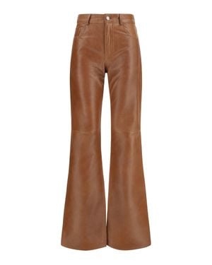 Haikure Flora Flared Leather Pants Tan - Brown