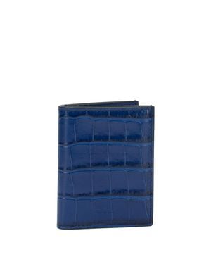 Tom Ford Foldable Crocodile-Print Cardholder - Blue