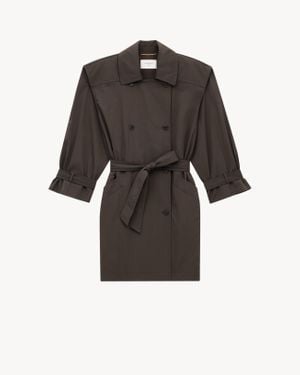 Saint Laurent Saint Laone Sizerent トレンチコート（クリンクル ナイロン） - ブラック