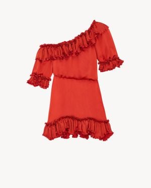 Saint Laurent Ruffled Dress - Red