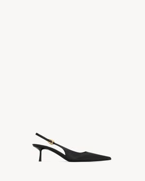 Saint Laurent Vendome Slingback Court Shoes - Natural