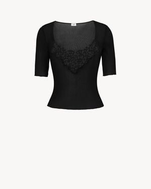 Saint Laurent Guipure Top - Black