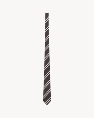 Saint Laurent Striped Tie - White