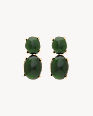Saint Laurent Saint Laone Sizerent Cabochon Pendant Earrings - Black