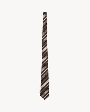Saint Laurent Striped Tie - White