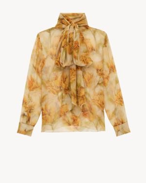 Saint Laurent Blusa Con Collo Lavallière - Neutro