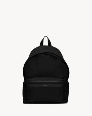 Saint Laurent City Sac À Dos En Econyl, Cuir Lisse Et Nylon - Black