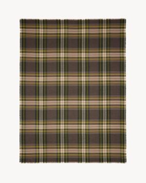 Saint Laurent Écharpe Tartan En Laine Et Soie - Vert