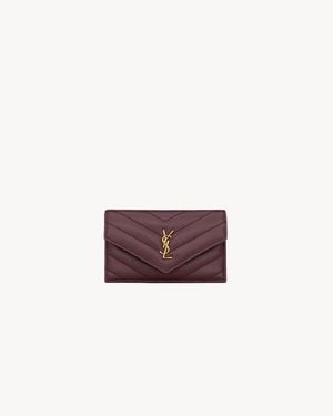 Saint Laurent Cassandre Fragments Flap Card Case - Purple