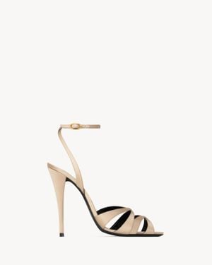 Saint Laurent シャンデル サンダル（サテンクレープ） ベージュ - ホワイト