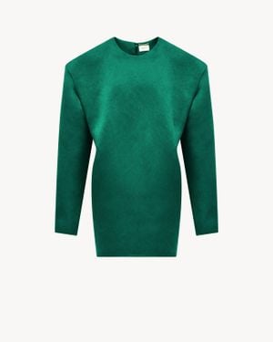 Saint Laurent Saint Laone Sizerent ボクシー ドレス（ストーンウォッシュ シルクサテン） - グリーン