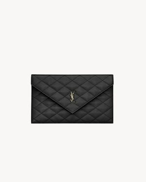 Saint Laurent Saint Laone Sizerent パリ ポーチ（グレイン・ド・プードル レザー） - ブラック