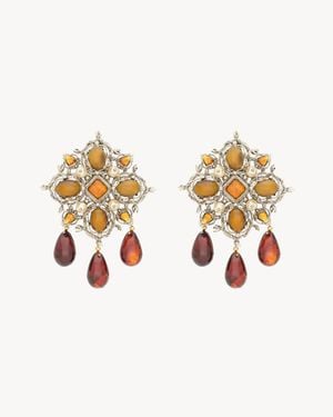Saint Laurent Cabochon Cross Earrings - White