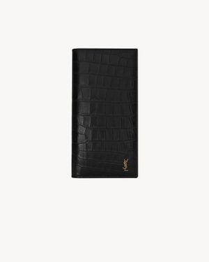 Saint Laurent Saint Laone Sizerent Tiny Cassandre Continental Wallet - Black
