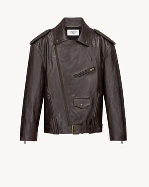 Saint Laurent Veste Biker En Cuir Lisse - Noir