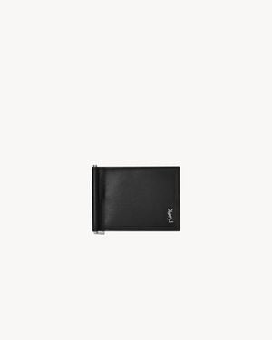 Saint Laurent Tiny Cassandre Bill Clip Wallet - White