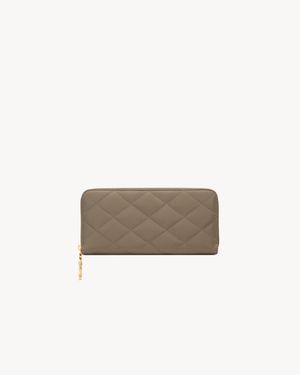 Saint Laurent Cassandre Bijou Zip Wallet - Natural