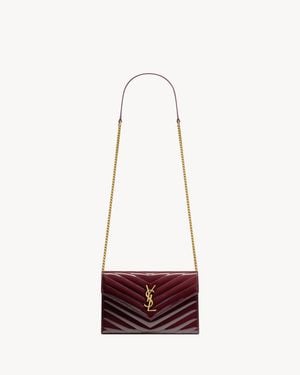 Saint Laurent Cassandre Envelope Chain Wallet - White