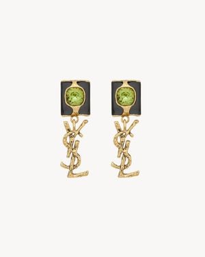 Saint Laurent Cassandre Pendant Earrings - White