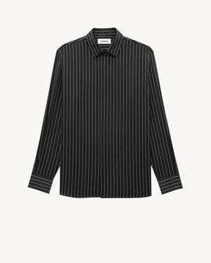Saint Laurent Silk Pinstripe Shirt - Black