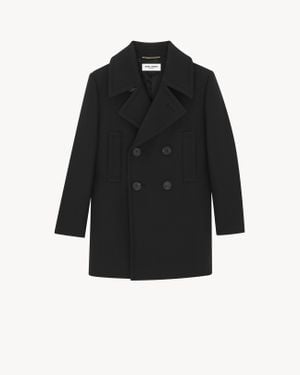 Saint Laurent ダブルブレスト ピーコート（ウール） ブラック