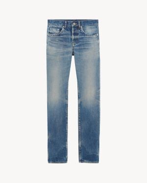 Saint Laurent Jean Slim En Denim Bleu