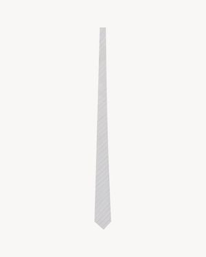 Saint Laurent Striped Tie - White