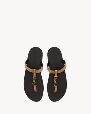 Saint Laurent カサンドラ スライド（スムースレザー） マロン - ブラック