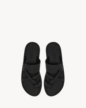 Saint Laurent カルヴァー フラットミュール(スムースレザー) - ブラック