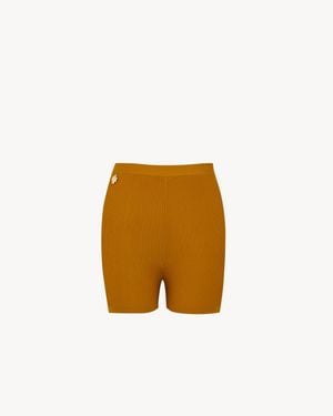 Saint Laurent Rib-Knit Cycling Shorts - Natural