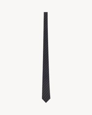 Saint Laurent Striped Tie - White