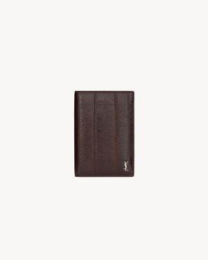 Saint Laurent Custodia Per Passaporto Tiny Cassandre - Marrone