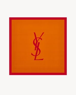 Saint Laurent Cassandre Square Scarf - Orange