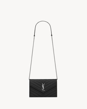 Saint Laurent "Envelope" Mini Pochette With Chain - White
