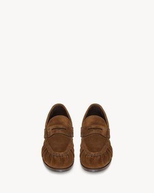Saint Laurent Le Loafer Supple En Suède - Marron
